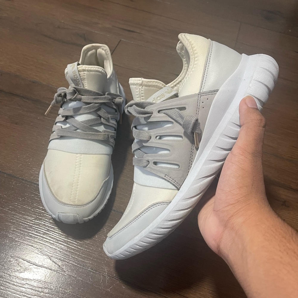 adidas Cream and Gray Athletic Shoes